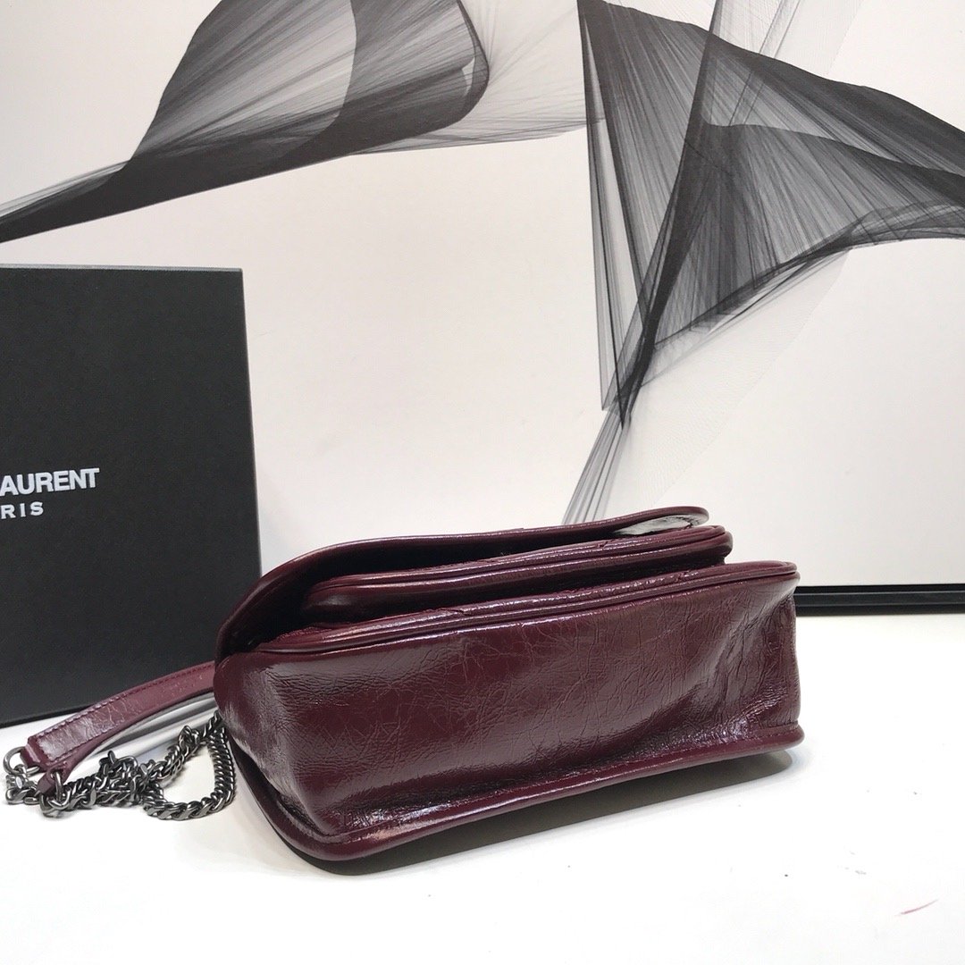 GLAMI Niki Baby Chain Bag In Crinkled VintageÃ‚Â  Burgundy For Women 8.2in/21cm YSL 6331600EN046475