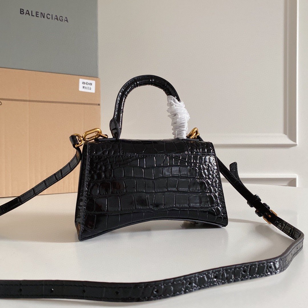 Balen Hourglass XS Handbag In Black, For Women, WomenÃ¢â‚¬â„¢s Bags 7.4in/19cm