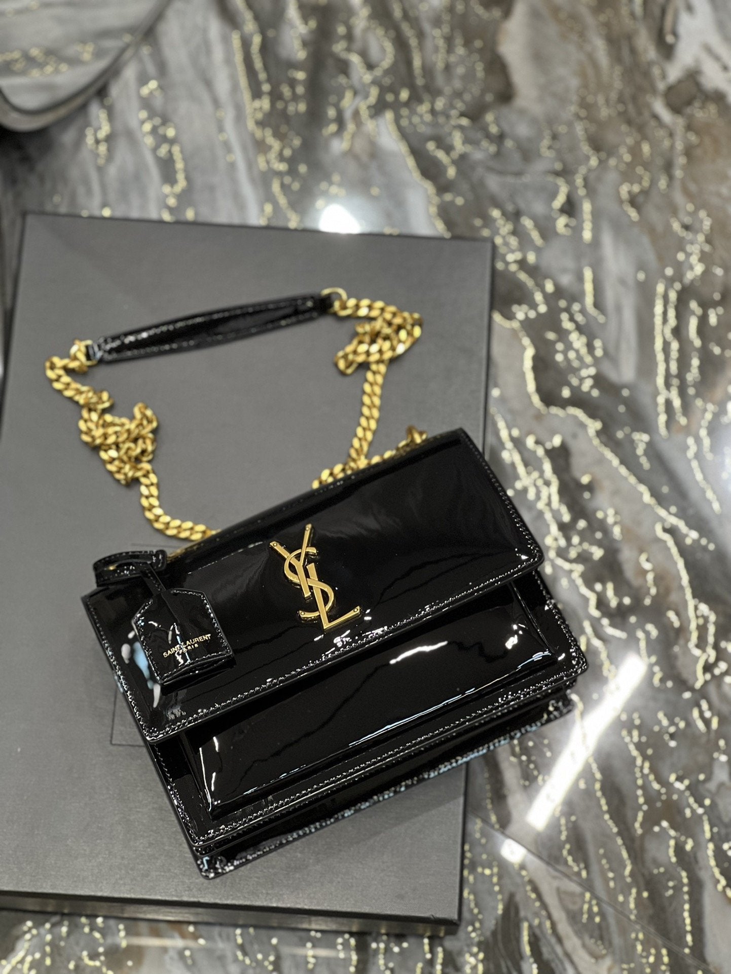 GLAMI Sunset MeGLAMIum Chain Bag For Women 8.6in/22cm Black YSL