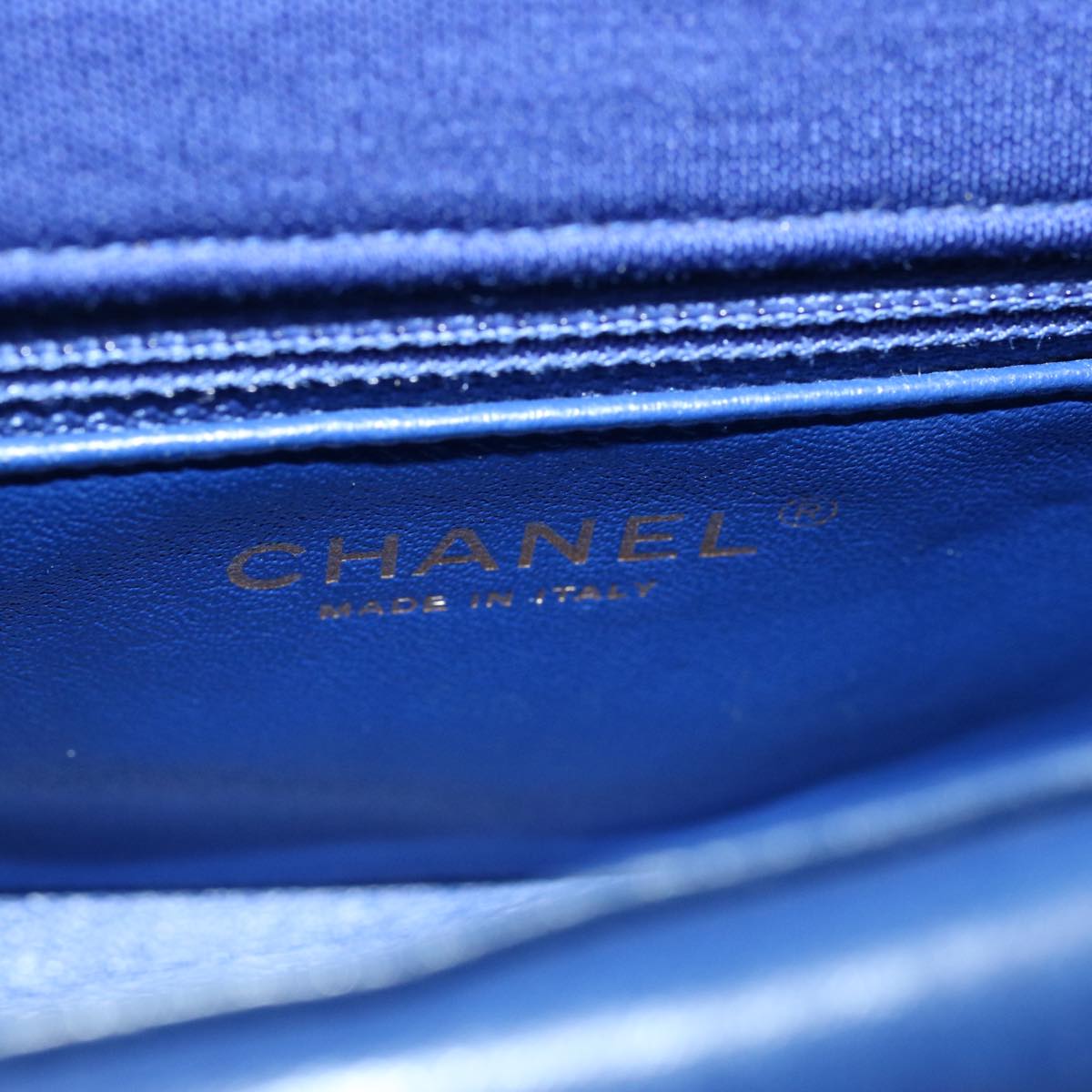 CHANEL Diana Matelasse Chain Shoulder Bag Canvas Blue CC 70391A