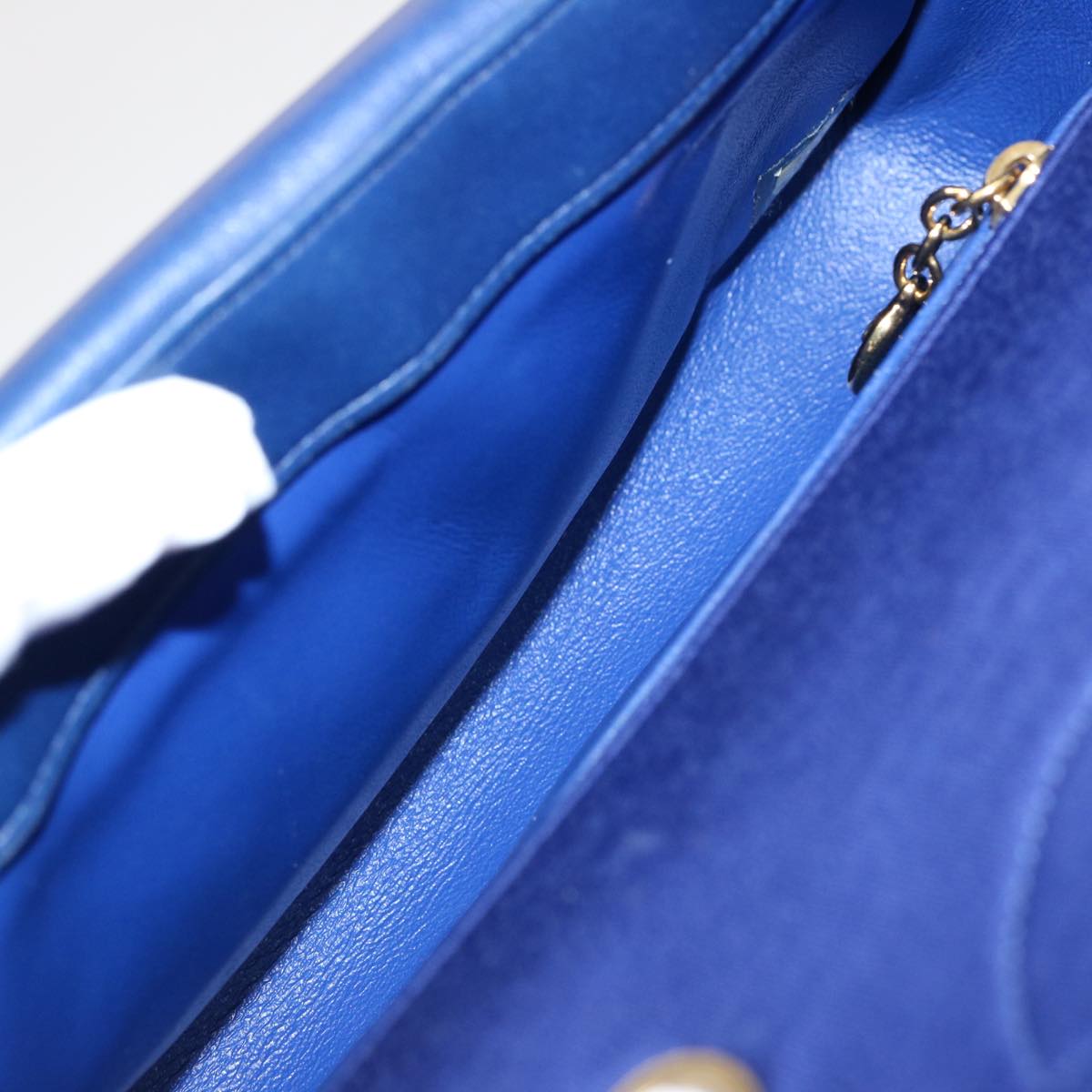 CHANEL Diana Matelasse Chain Shoulder Bag Canvas Blue CC 70391A