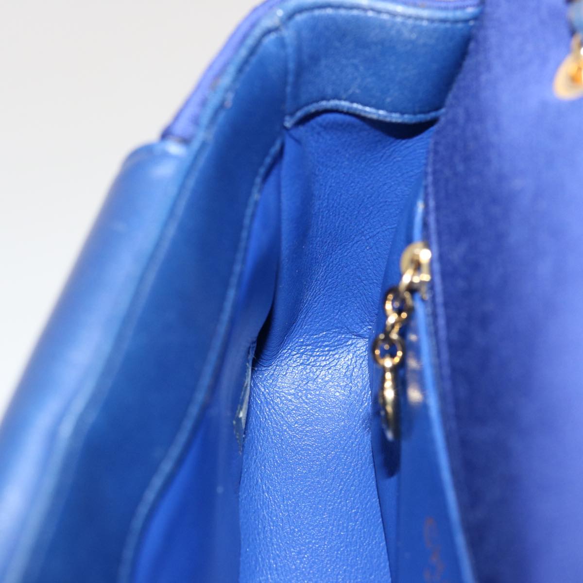 CHANEL Diana Matelasse Chain Shoulder Bag Canvas Blue CC 70391A