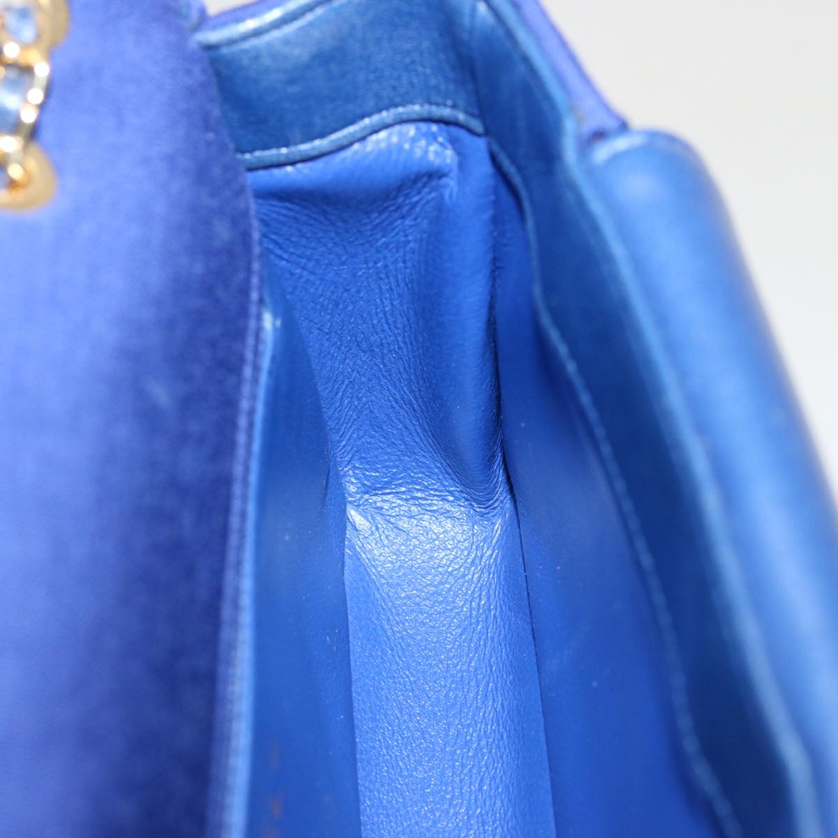 CHANEL Diana Matelasse Chain Shoulder Bag Canvas Blue CC 70391A