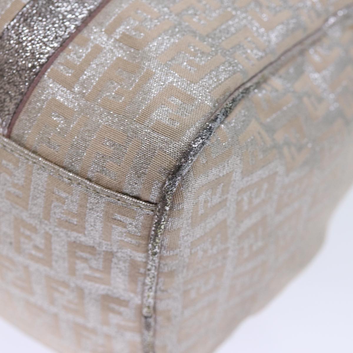 FENDI Zucchino Canvas Hand Bag Silver 70429