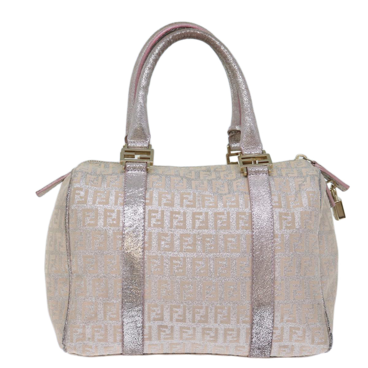 FENDI Zucchino Canvas Hand Bag Silver 70429
