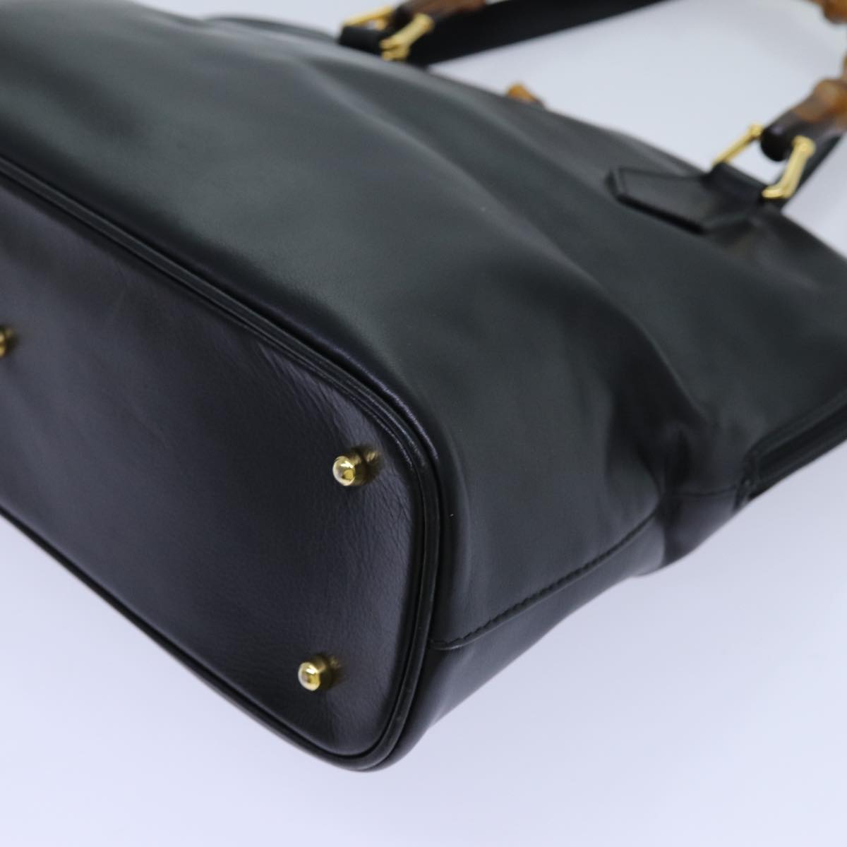 GUCCI Bamboo Hand Bag Leather 2way Black 70622