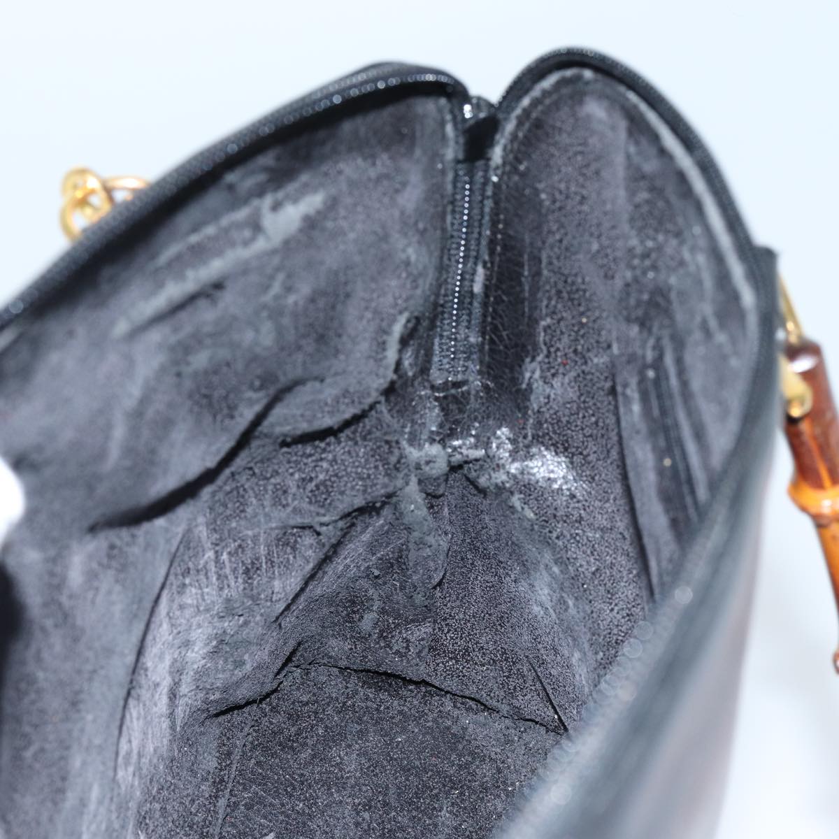 GUCCI Bamboo Hand Bag Leather 2way Black 70622