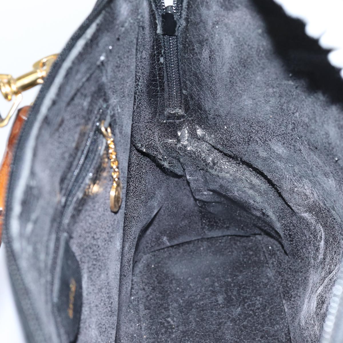 GUCCI Bamboo Hand Bag Leather 2way Black 70622