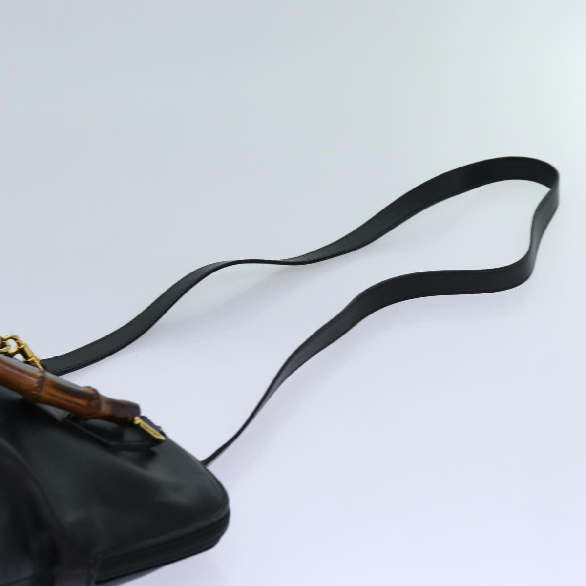GUCCI Bamboo Hand Bag Leather 2way Black 70622