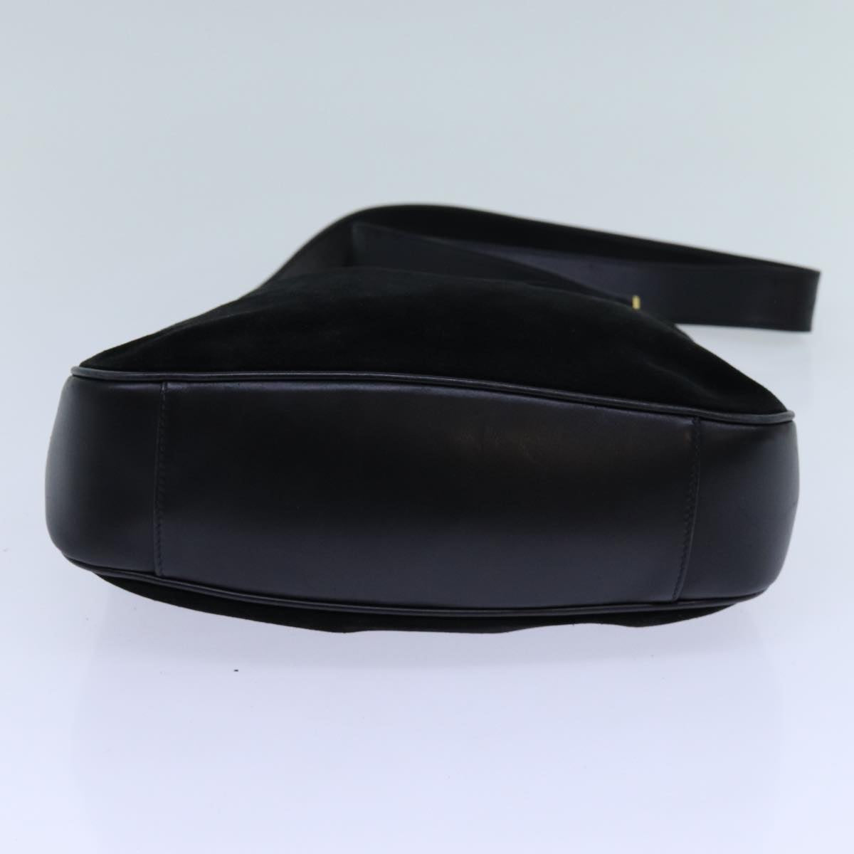 GUCCI Bamboo Shoulder Bag Suede 2way Black 70624