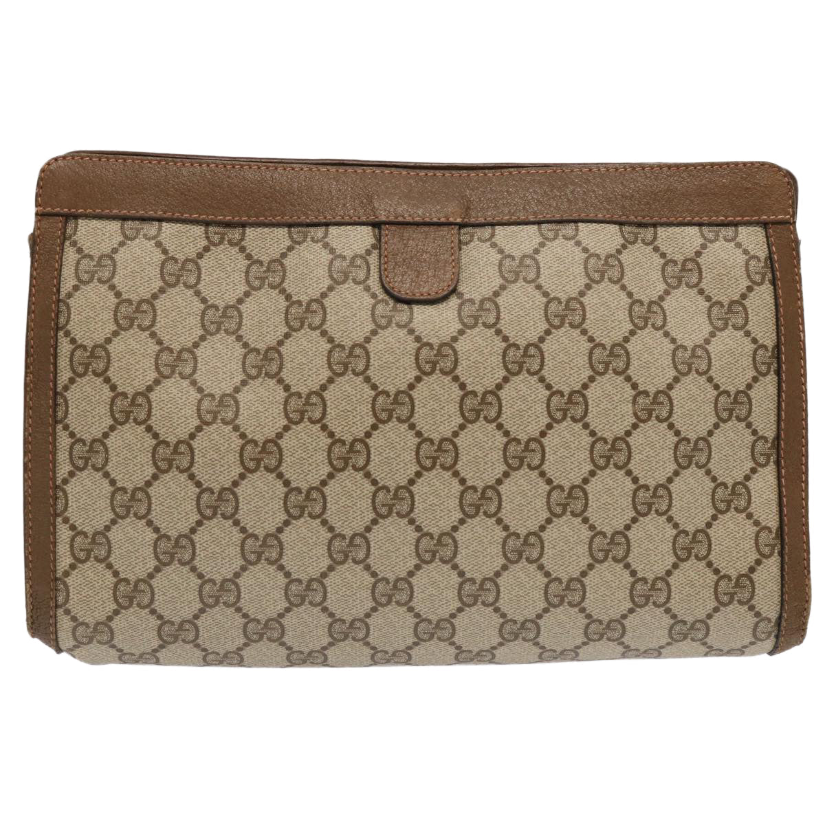 GUCCI GG Supreme Web Sherry Line Clutch Bag PVC Beige Red 89 01 033 70726