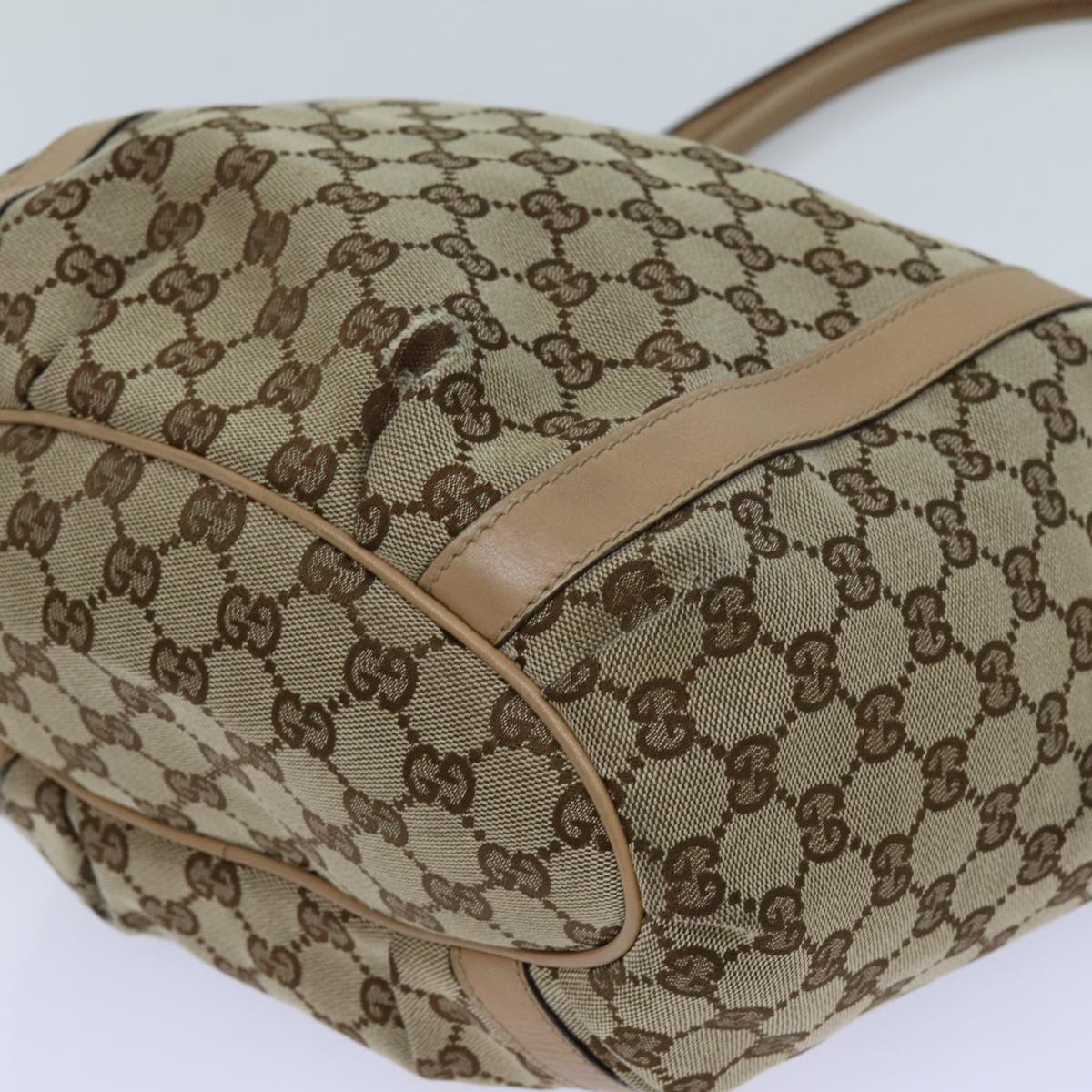 GUCCI GG Canvas Shoulder Bag Beige 211982 70870