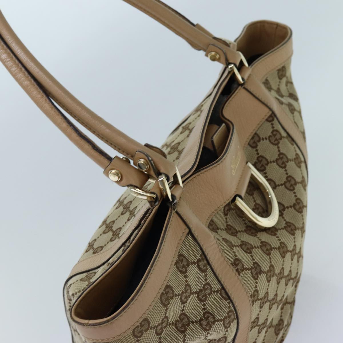 GUCCI GG Canvas Shoulder Bag Beige 211982 70870