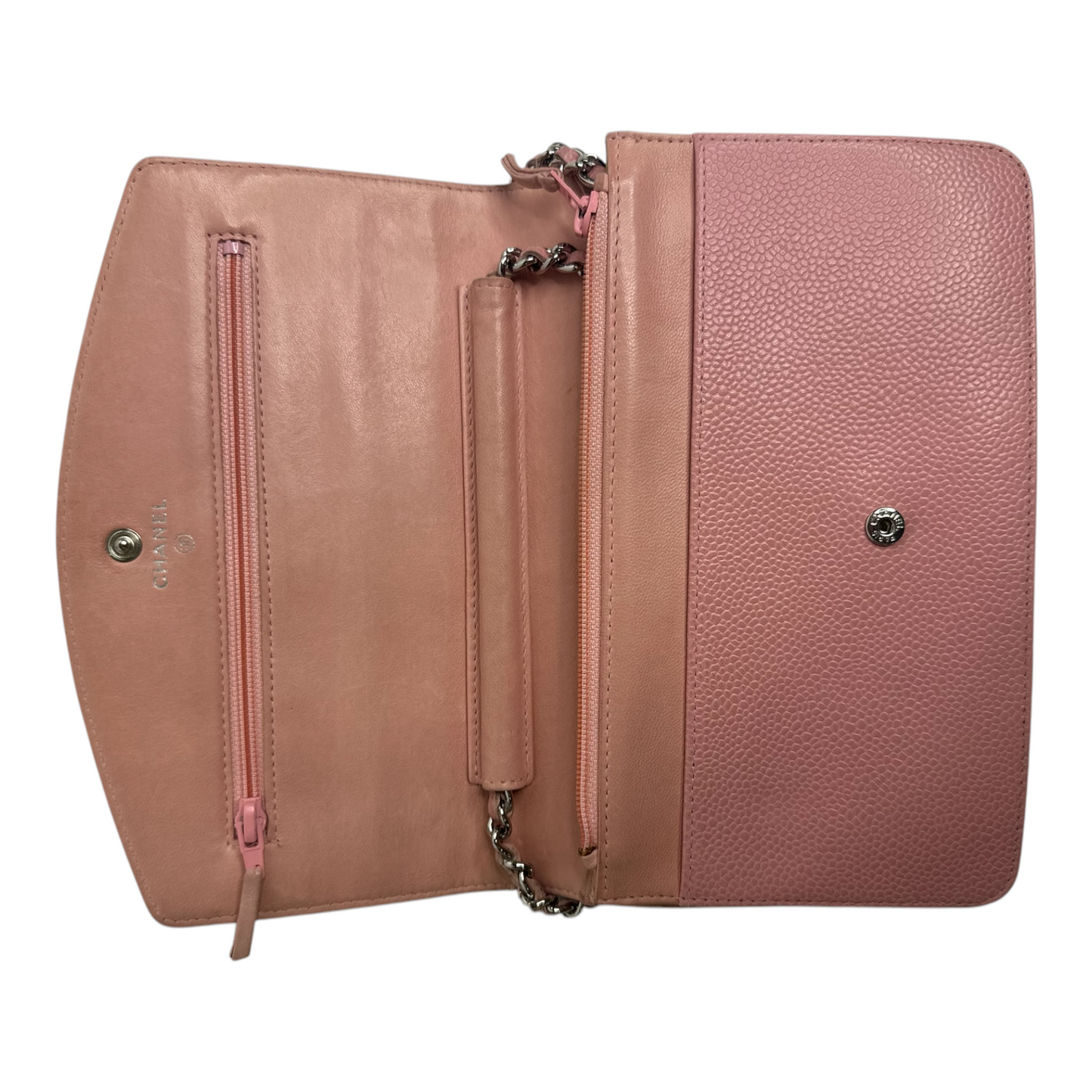 Chanel Caviar Timeless CC Wallet on Chain WOC Pink