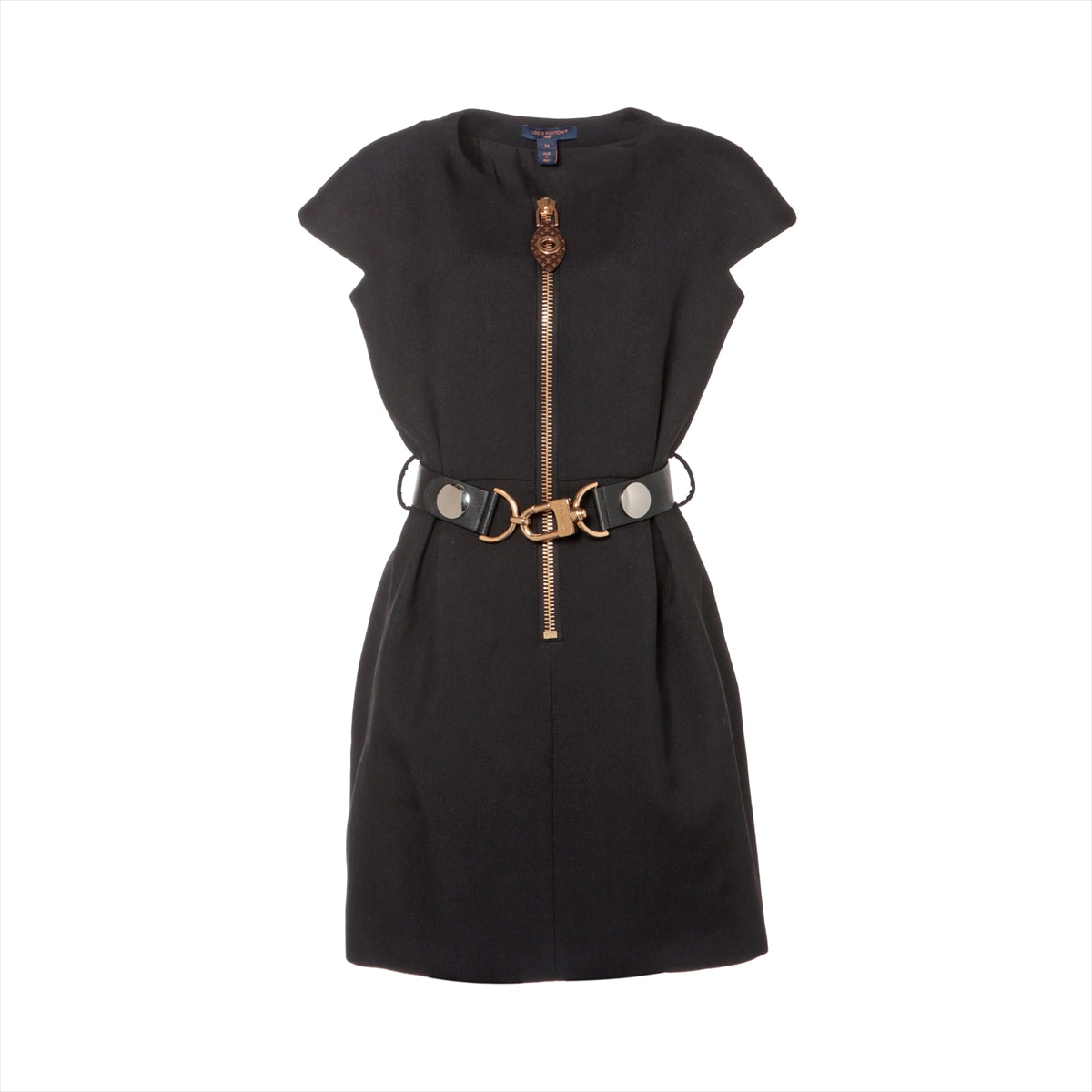 Louis Vuitton 23AW wool x silk northern sleeve onepiece 34 ladies black 1ABQRA RW232W monogram XXL detailed cap sleeve dress Allu Happy Market shop