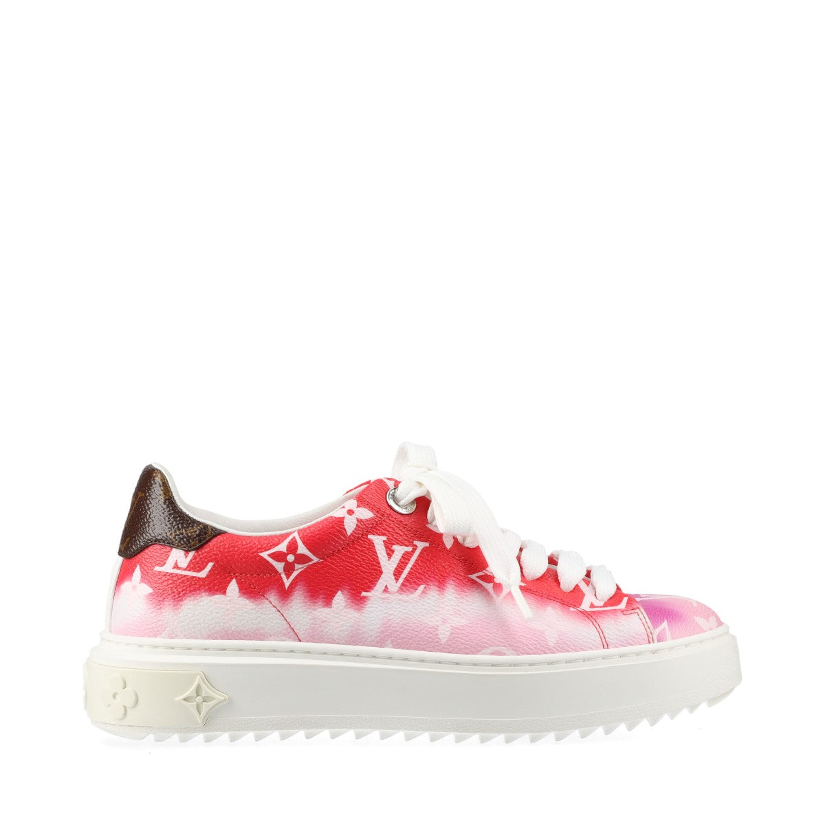 Louis Vuitton Time Outline 19 Years PVC  Leather Trainers 35  Red × White CL1119 Monogram