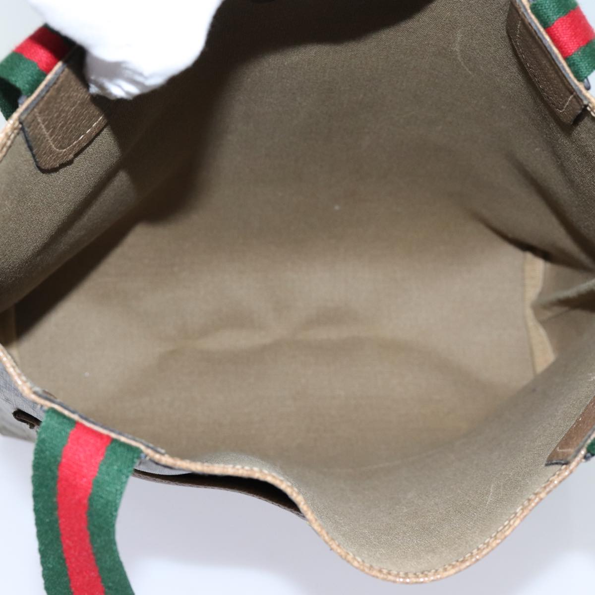 GUCCI GG Canvas Web Sherry Line Tote Bag PVC Beige Green Red 71028