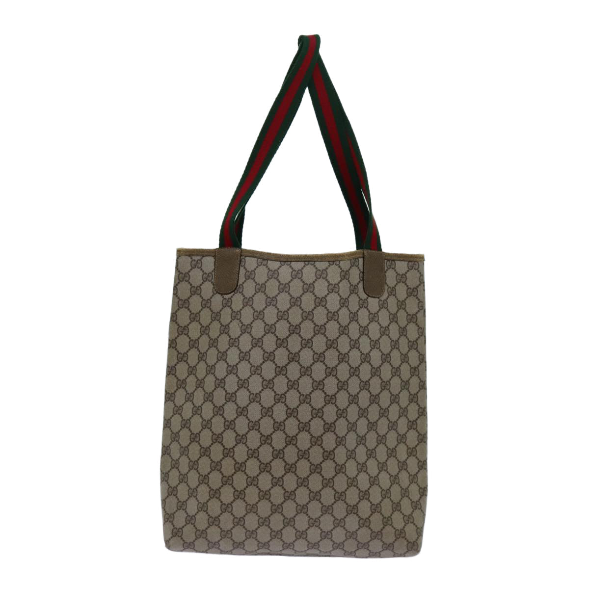 GUCCI GG Canvas Web Sherry Line Tote Bag PVC Beige Green Red 71028