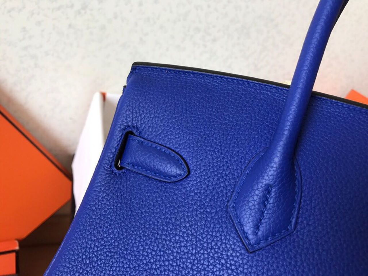 GLAMI Birkin Electric Blue 7T For Women Gold Toned Hardware 11.8in/30cm