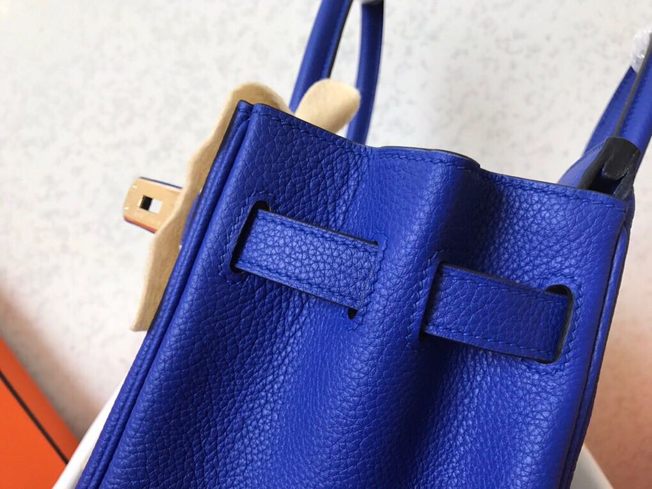 GLAMI Birkin Electric Blue 7T For Women Gold Toned Hardware 11.8in/30cm