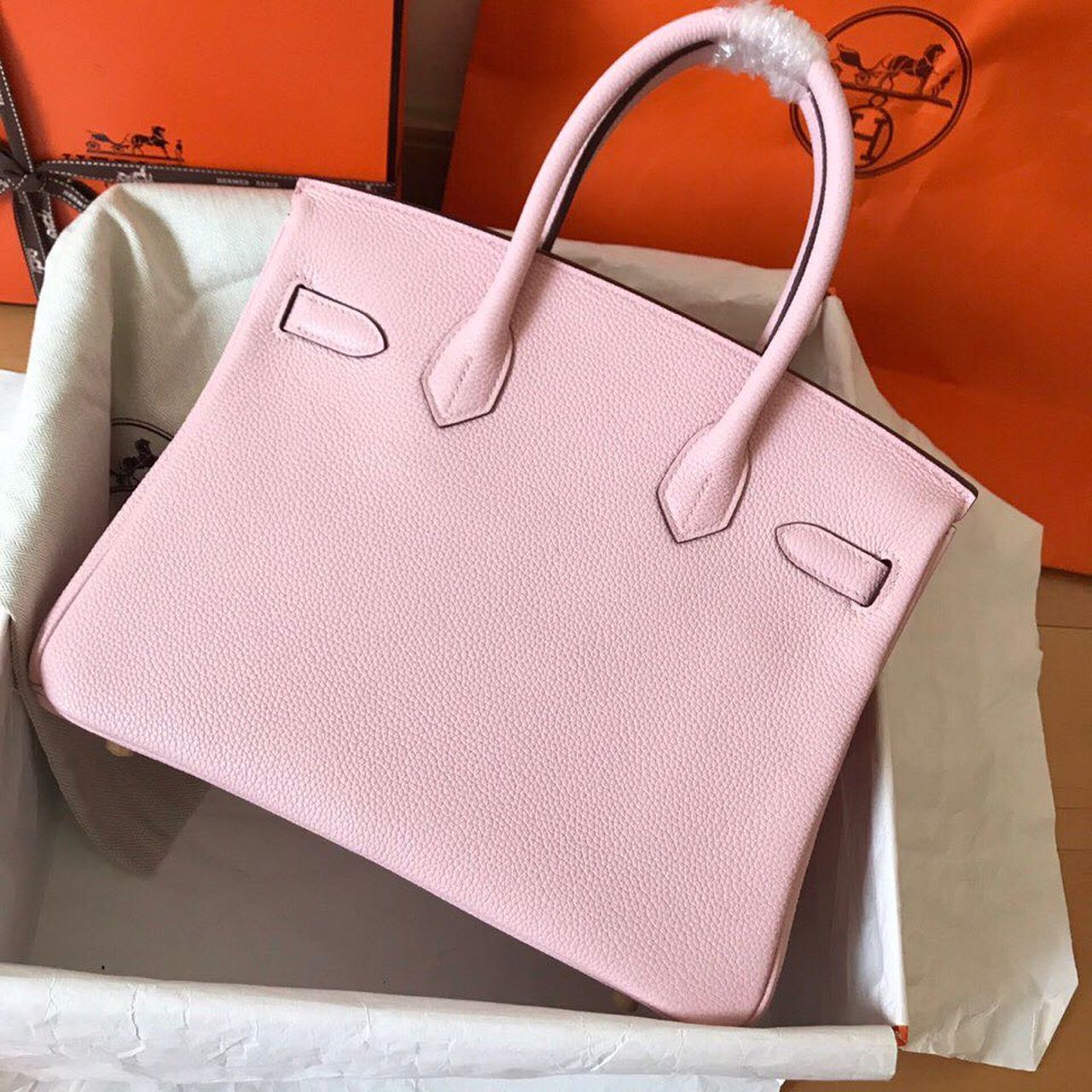GLAMI Birkin Electric Rose Sakura 3Q For Women Gold Toned Hardware 11.8in/30cm