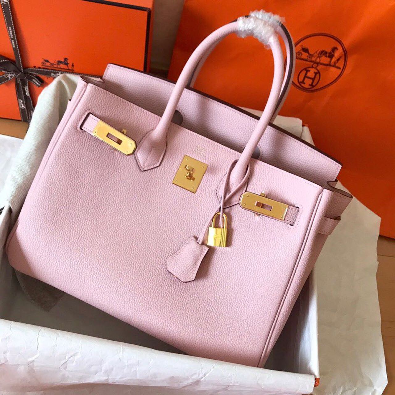 GLAMI Birkin Electric Rose Sakura 3Q For Women Gold Toned Hardware 11.8in/30cm