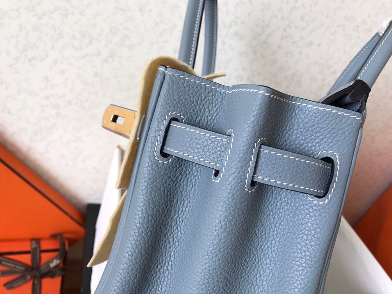 GLAMI Birkin Electric Blue Lin J7 For Women Gold Toned Hardware 11.8in/30cm