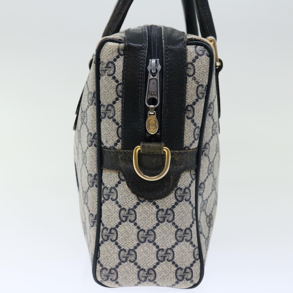 GUCCI GG Canvas Sherry Line Hand Bag PVC 2way Navy Red 71079