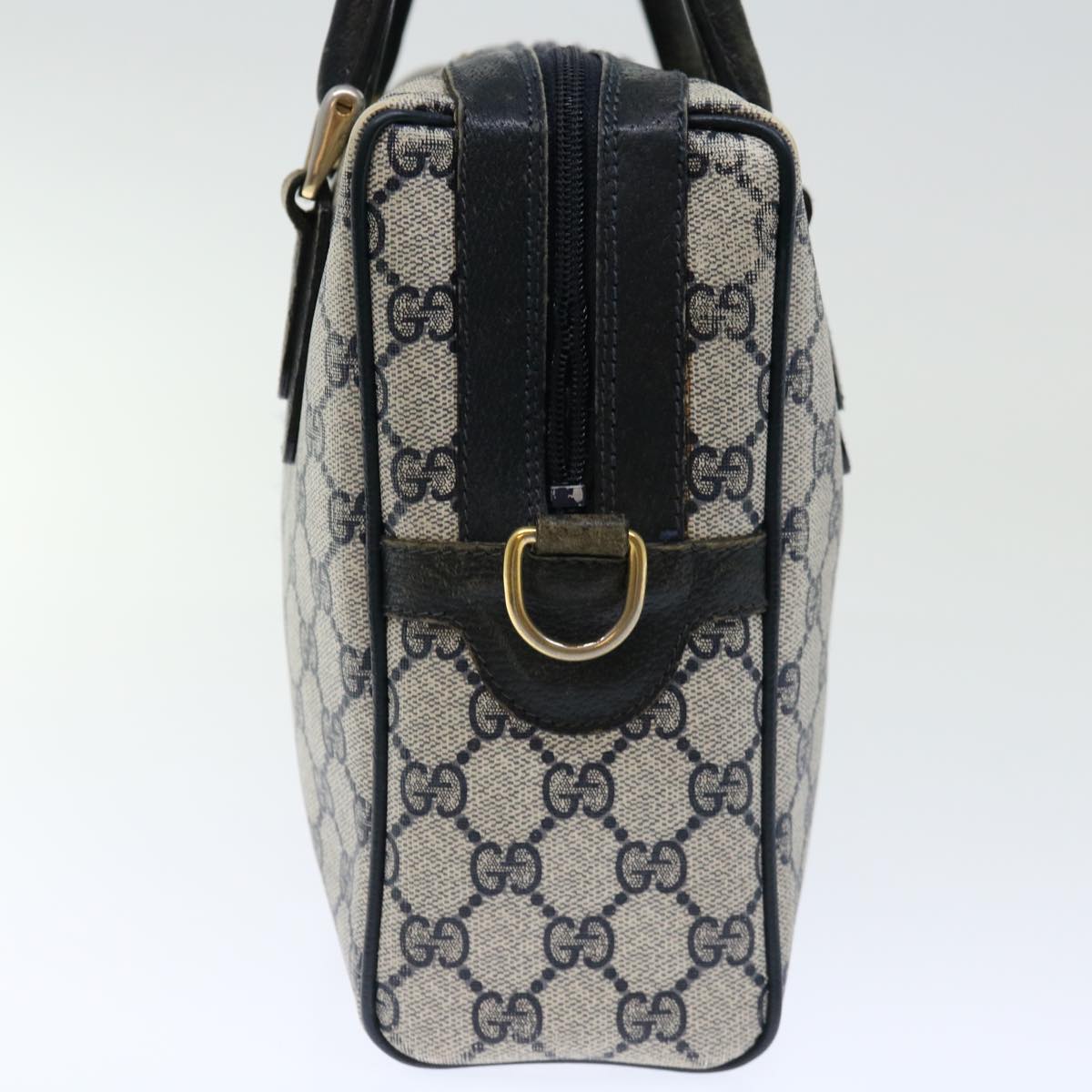 GUCCI GG Canvas Sherry Line Hand Bag PVC 2way Navy Red 71079