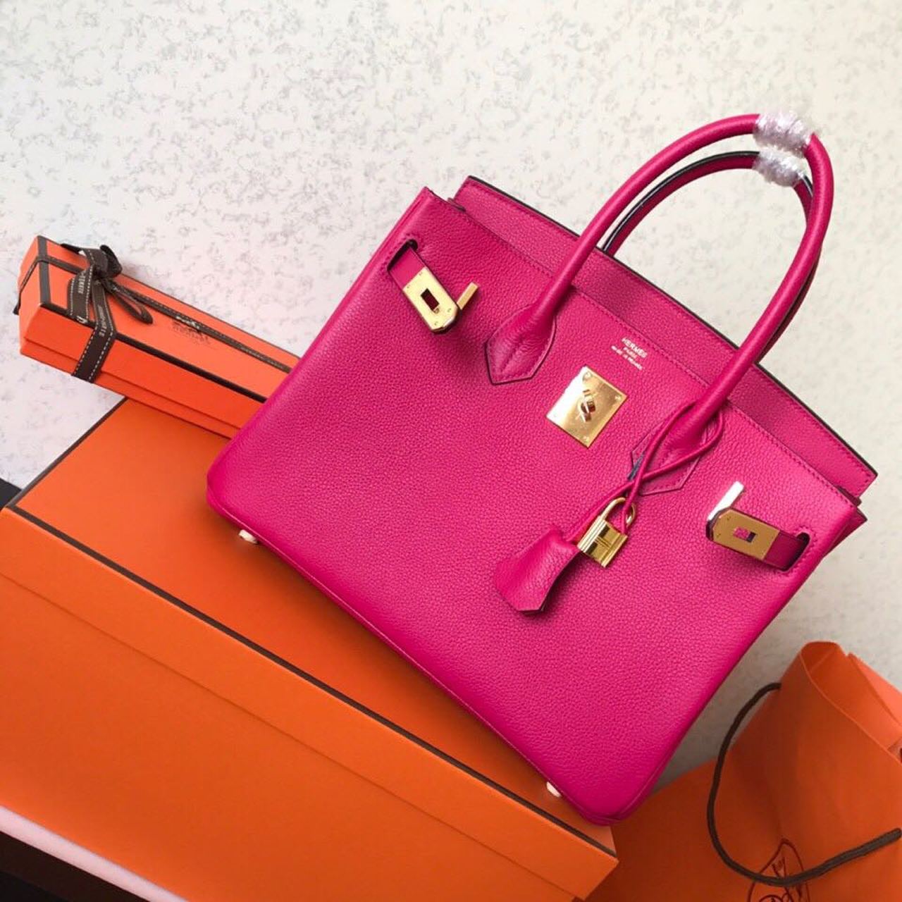 GLAMI Birkin Electric Rose Purple L3 For Women Gold Toned Hardware 11.8in/30cm