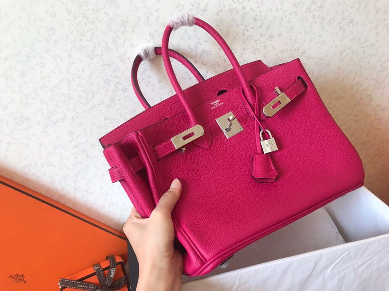 GLAMI Birkin Electric Rose Purple L3 For Women Gold Toned Hardware 11.8in/30cm