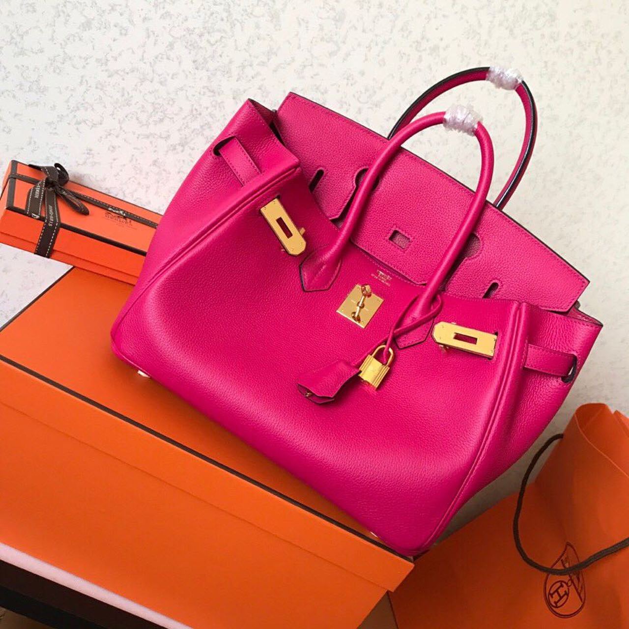 GLAMI Birkin Electric Rose Purple L3 For Women Gold Toned Hardware 11.8in/30cm