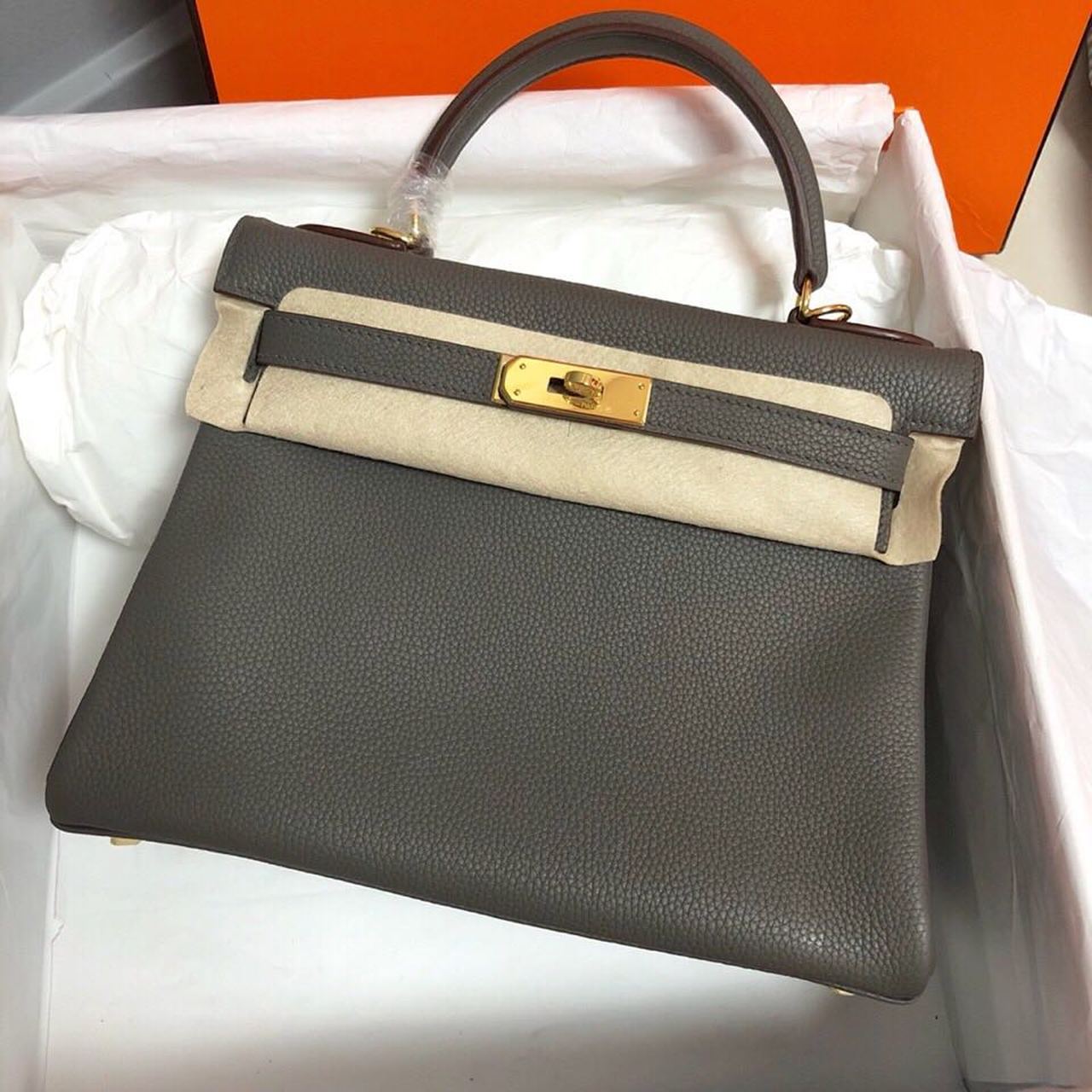 GLAMI Birkin Electric Etoupe CK81 For Women Gold Toned Hardware 11.8in/30cm