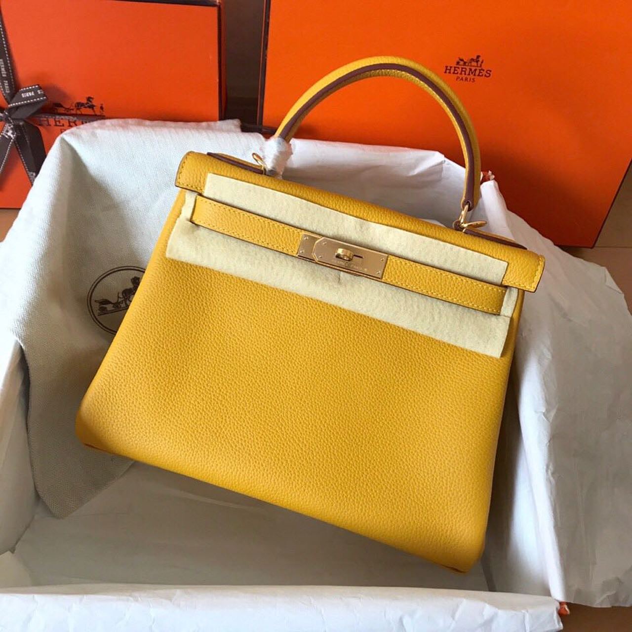 GLAMI Birkin Electric Ambre 9D For Women Gold Toned Hardware 11.8in/30cm