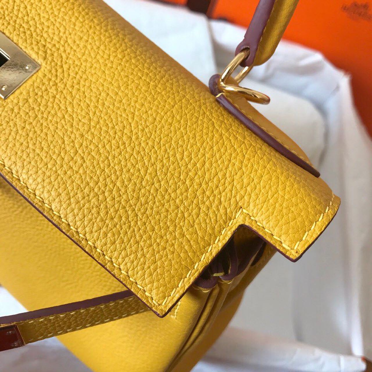 GLAMI Birkin Electric Ambre 9D For Women Gold Toned Hardware 11.8in/30cm