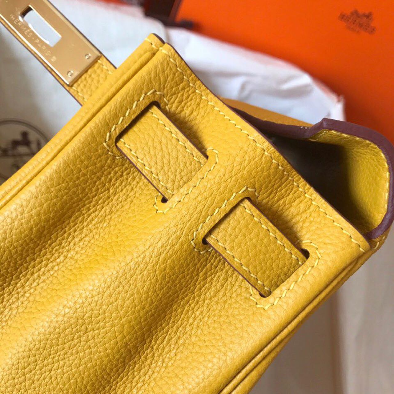 GLAMI Birkin Electric Ambre 9D For Women Gold Toned Hardware 11.8in/30cm