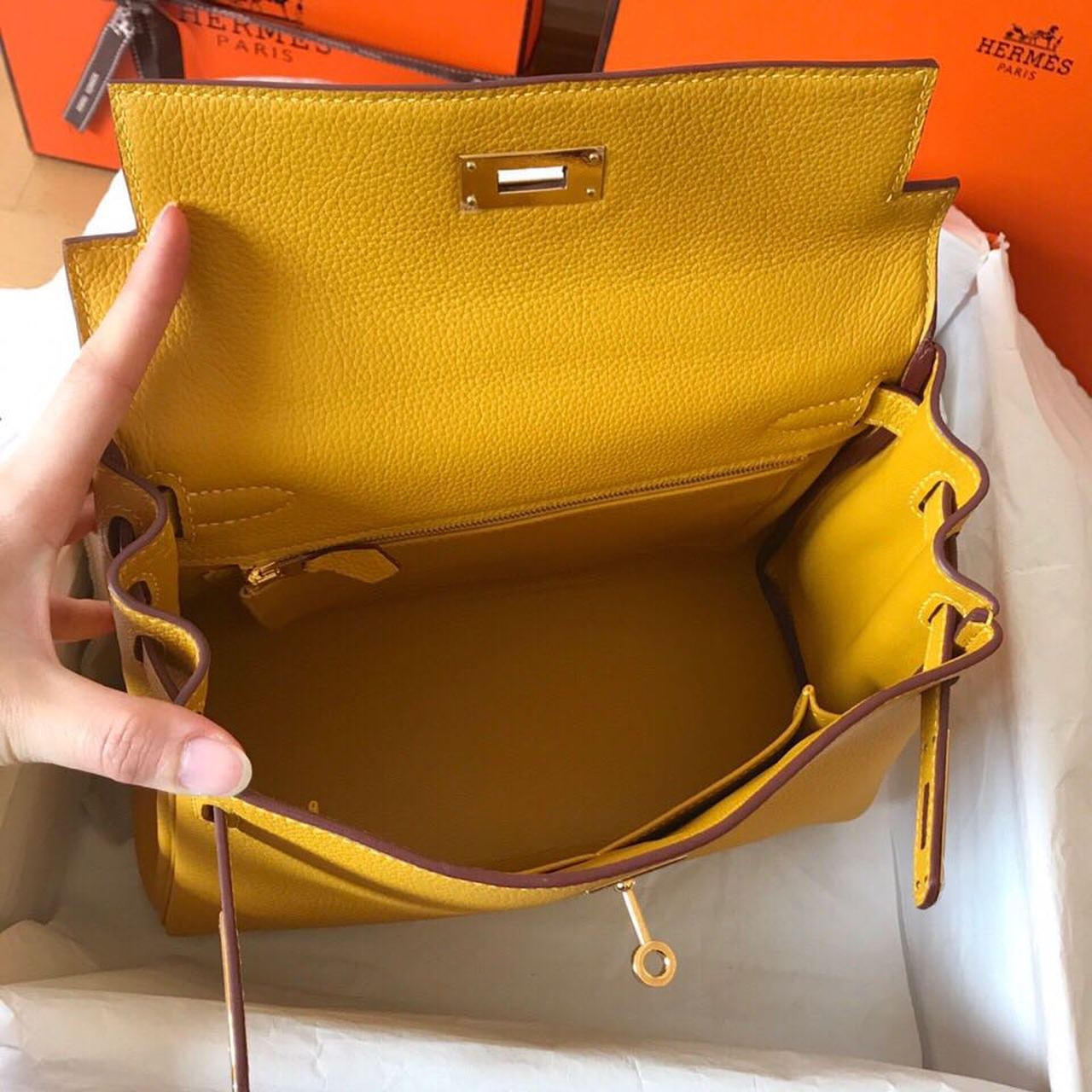 GLAMI Birkin Electric Ambre 9D For Women Gold Toned Hardware 11.8in/30cm