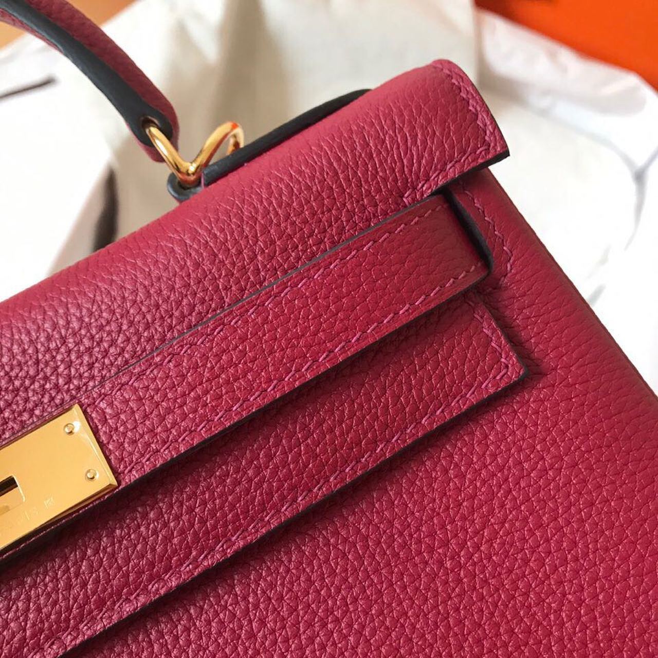 GLAMI Birkin Electric Rouge Grenat K1 For Women Gold Toned Hardware 11.8in/30cm