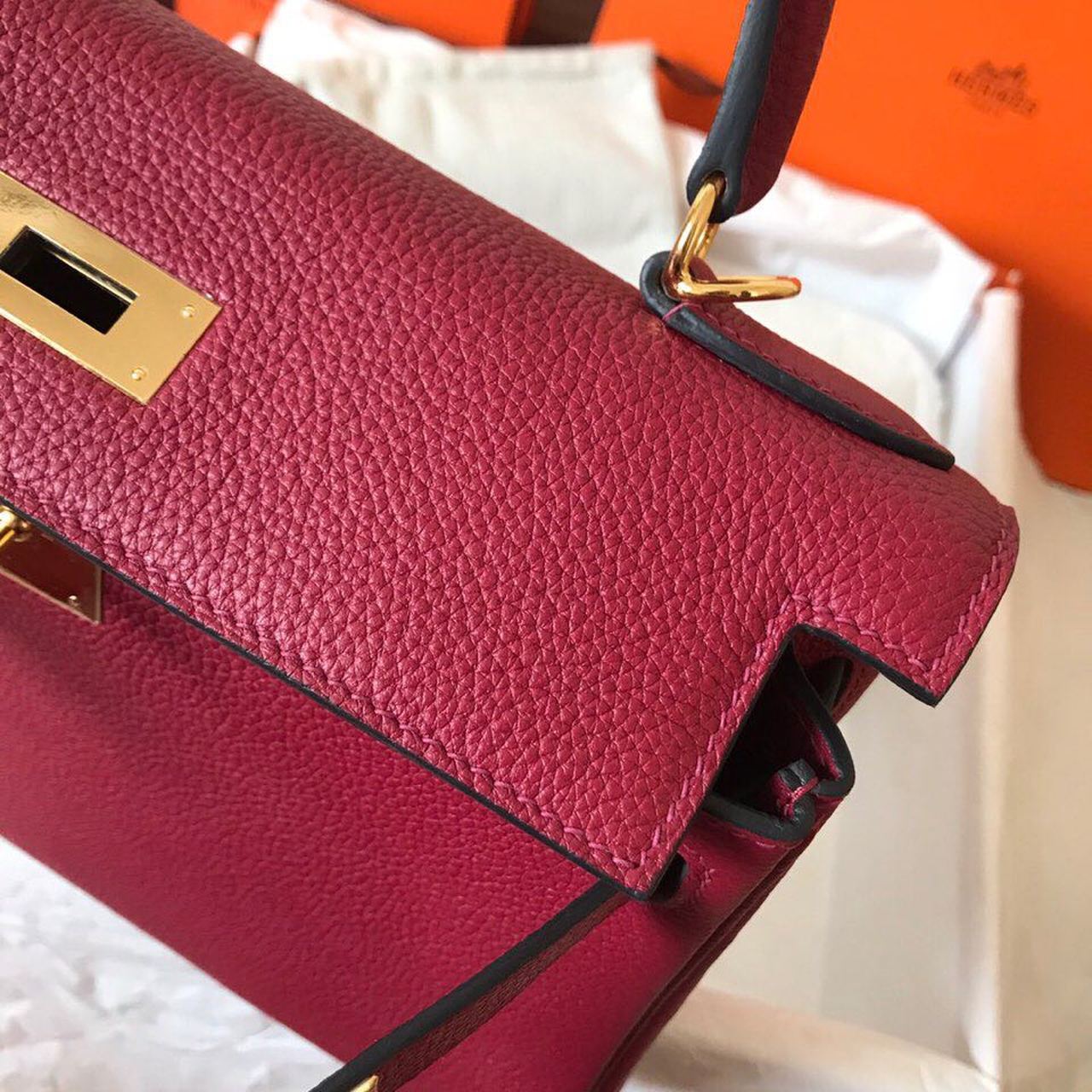 GLAMI Birkin Electric Rouge Grenat K1 For Women Gold Toned Hardware 11.8in/30cm