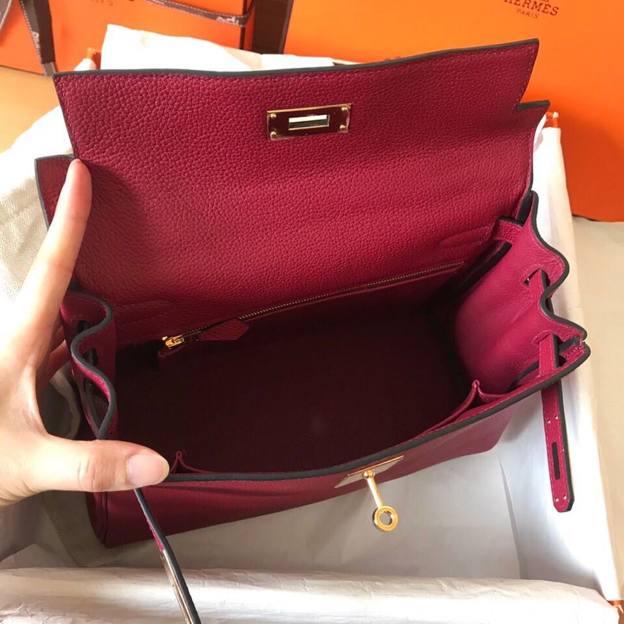 GLAMI Birkin Electric Rouge Grenat K1 For Women Gold Toned Hardware 11.8in/30cm