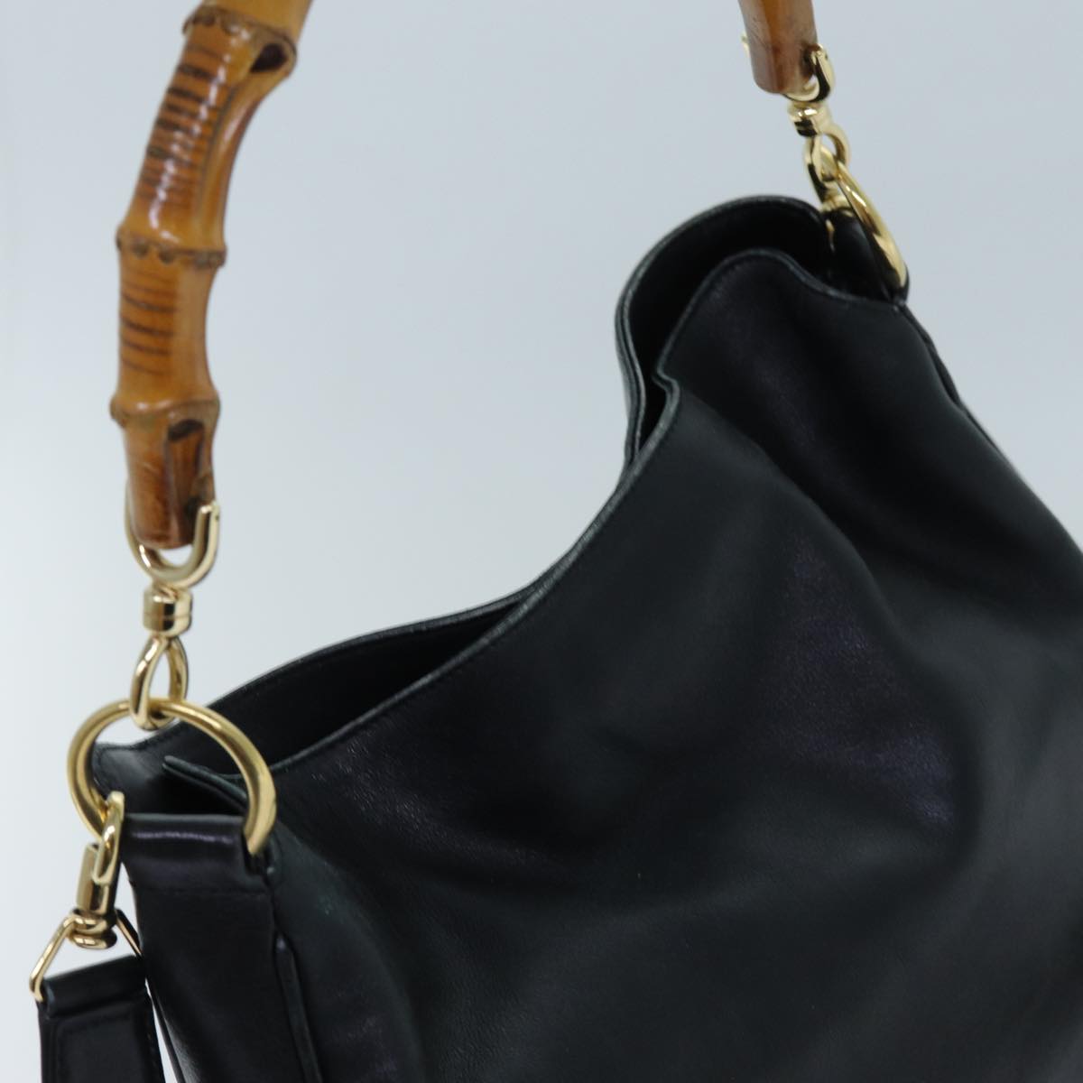 GUCCI Bamboo Shoulder Bag Leather 2way Black 71119