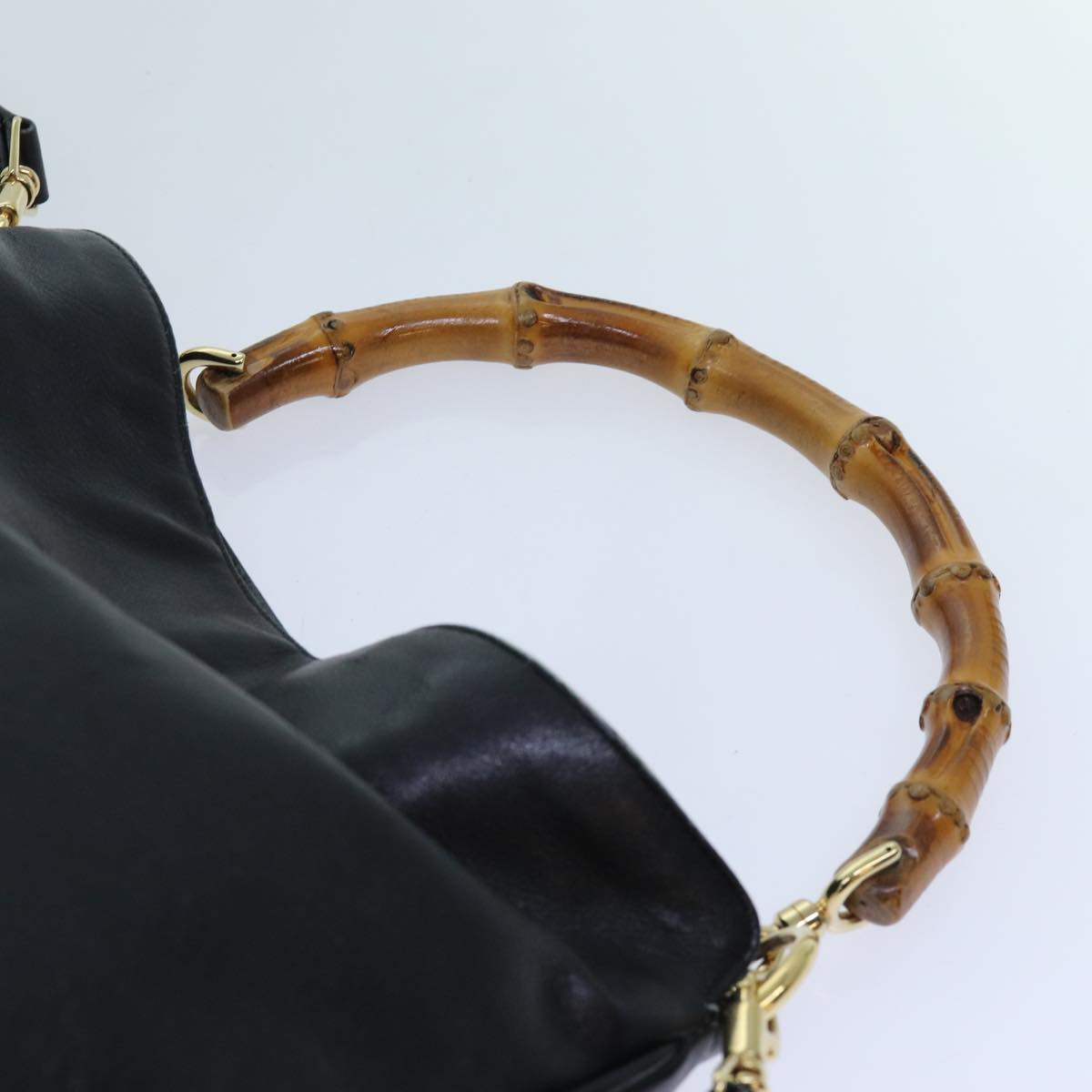 GUCCI Bamboo Shoulder Bag Leather 2way Black 71119