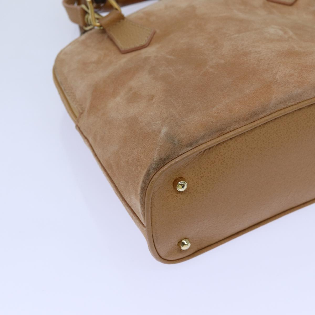 GUCCI Bamboo Hand Bag Suede 2way Brown 71164