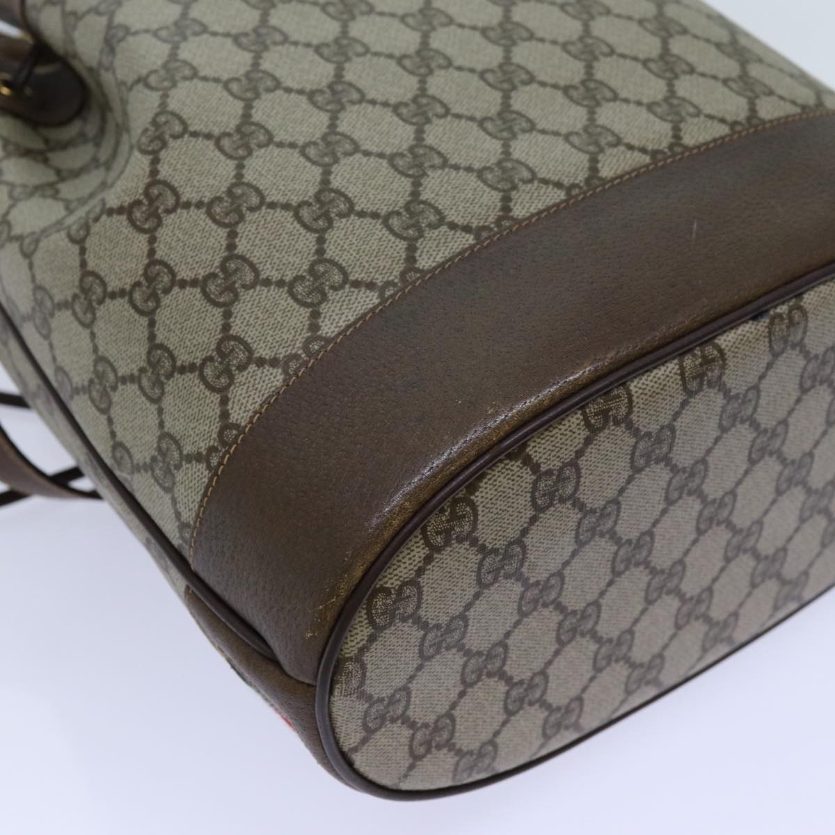 GUCCI GG Canvas Web Sherry Line Shoulder Bag PVC Beige Green Red 71174