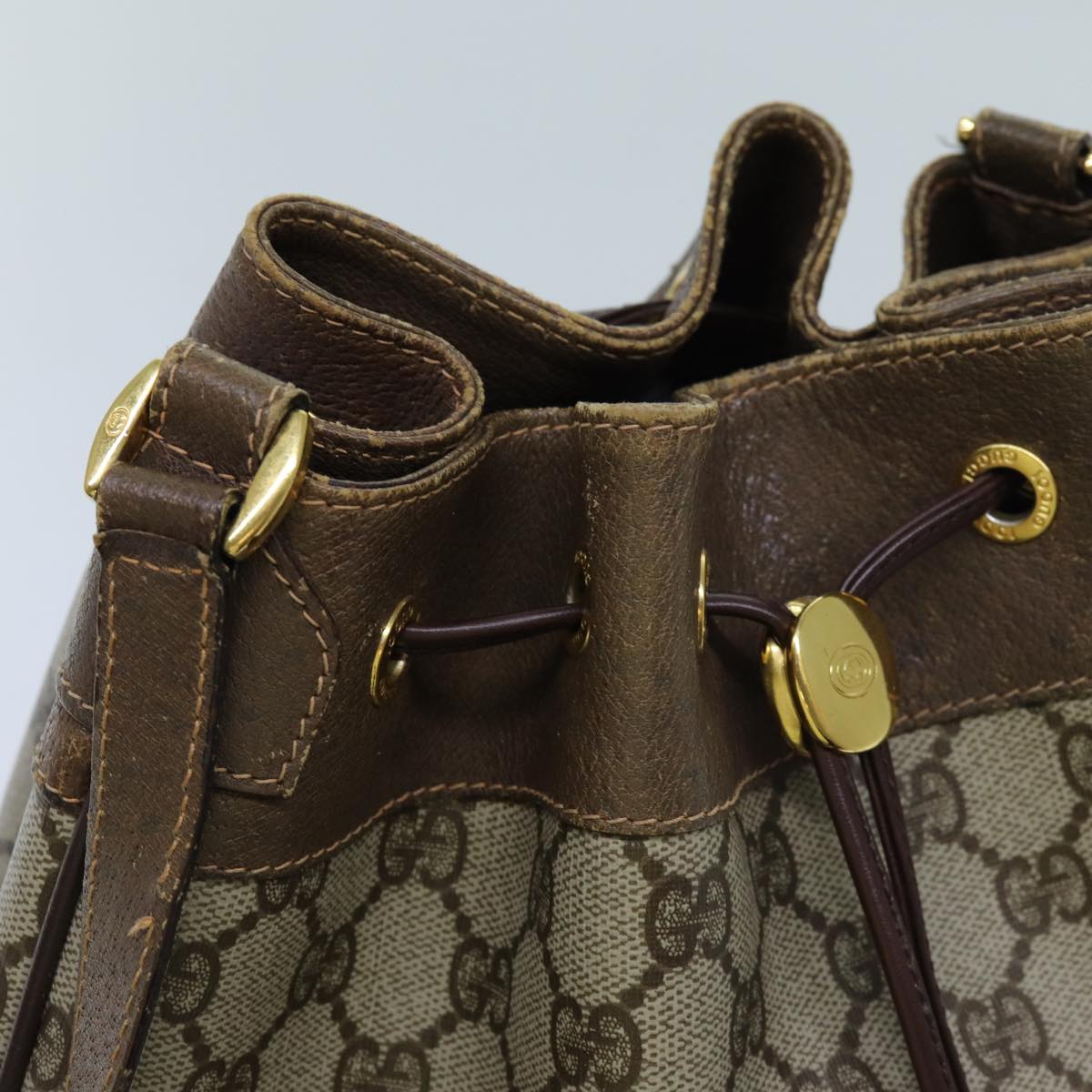 GUCCI GG Canvas Web Sherry Line Shoulder Bag PVC Beige Green Red 71174