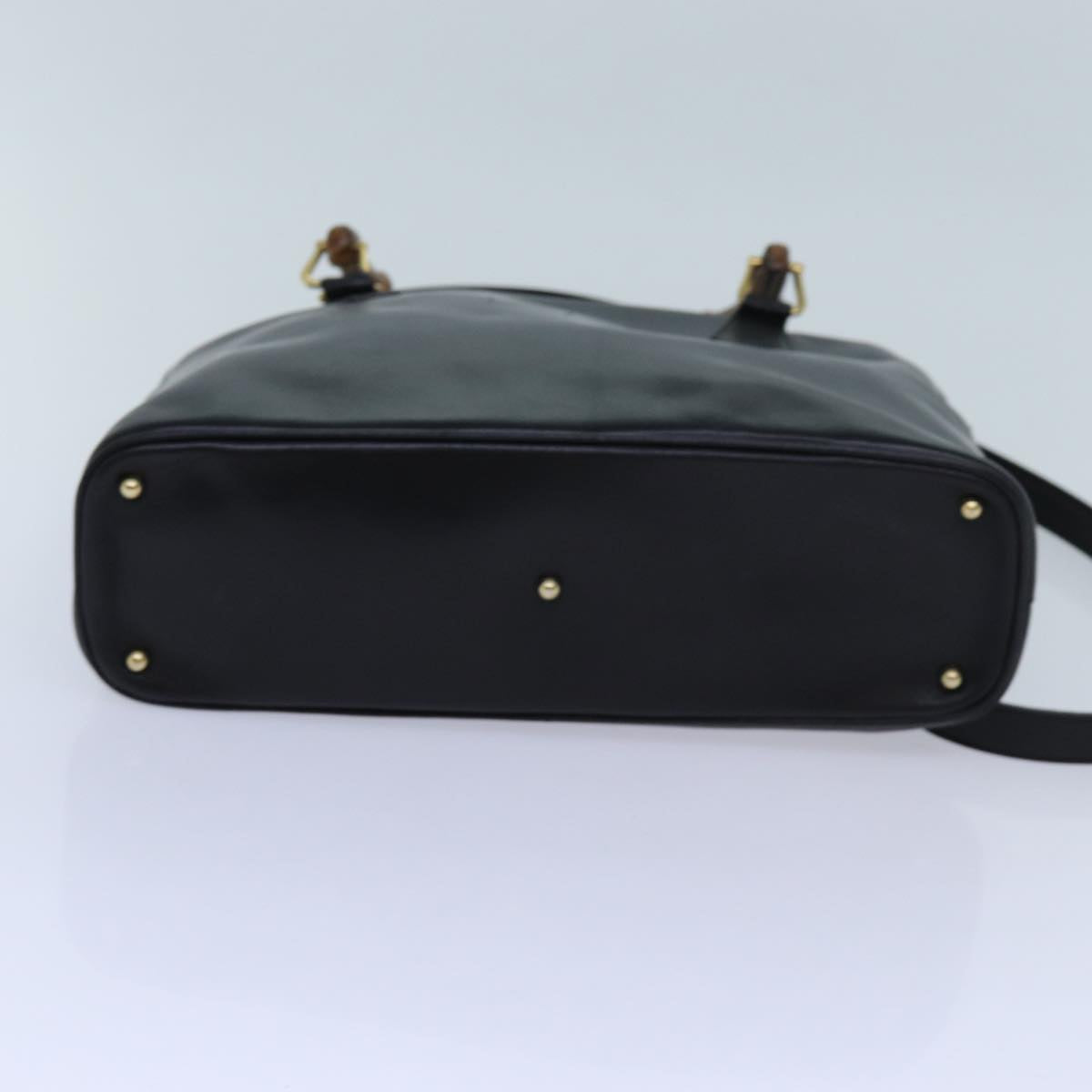 GUCCI Bamboo Hand Bag Leather 2way Black 71189