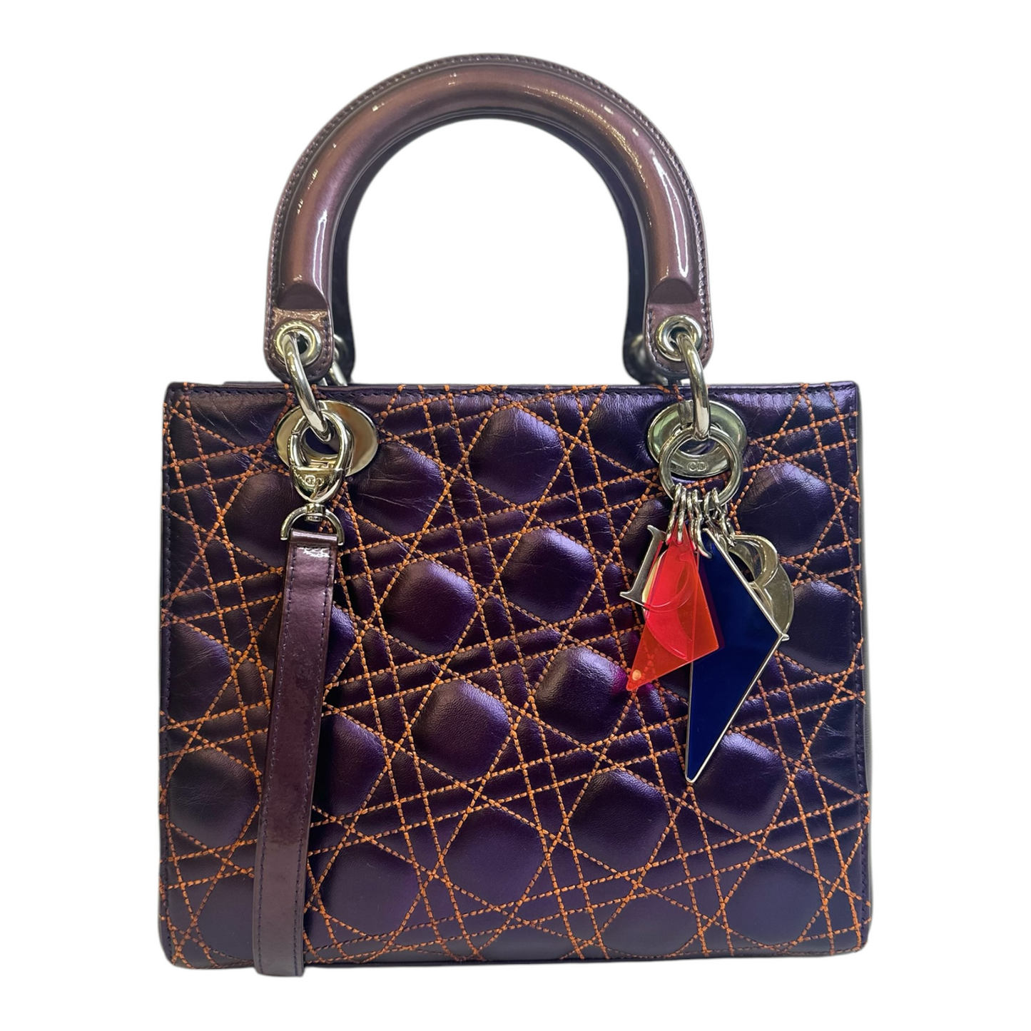 Christian Dior Metallic Lambskin Cannage Medium Anselm Reyle Lady Dior Purple Orange