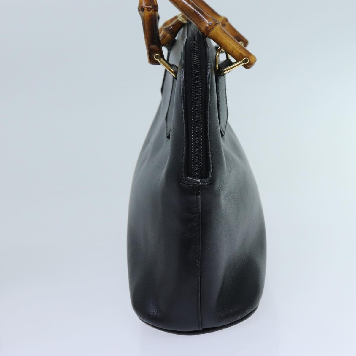 GUCCI Bamboo Hand Bag Leather Black 71309