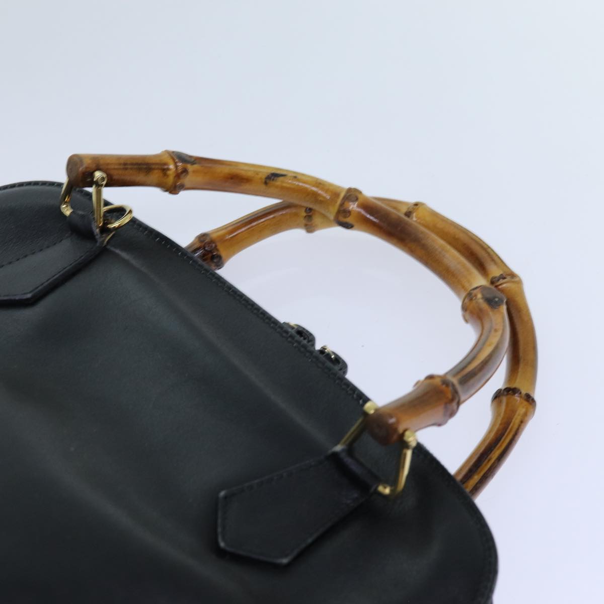 GUCCI Bamboo Hand Bag Leather Black 71309