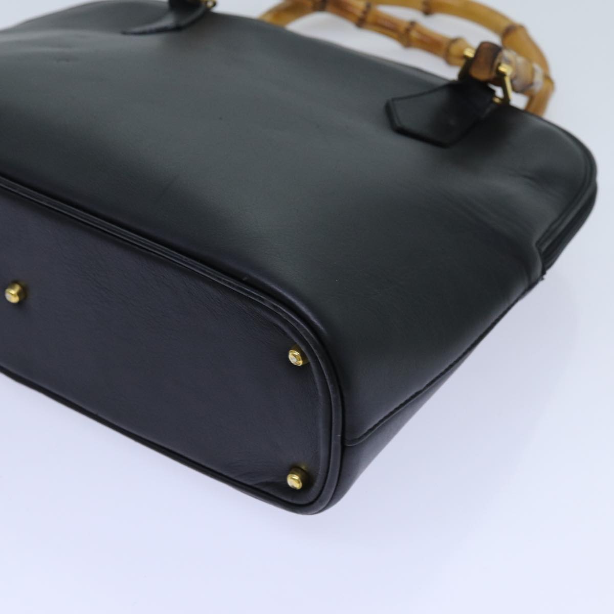 GUCCI Bamboo Hand Bag Leather 2way Black 71310